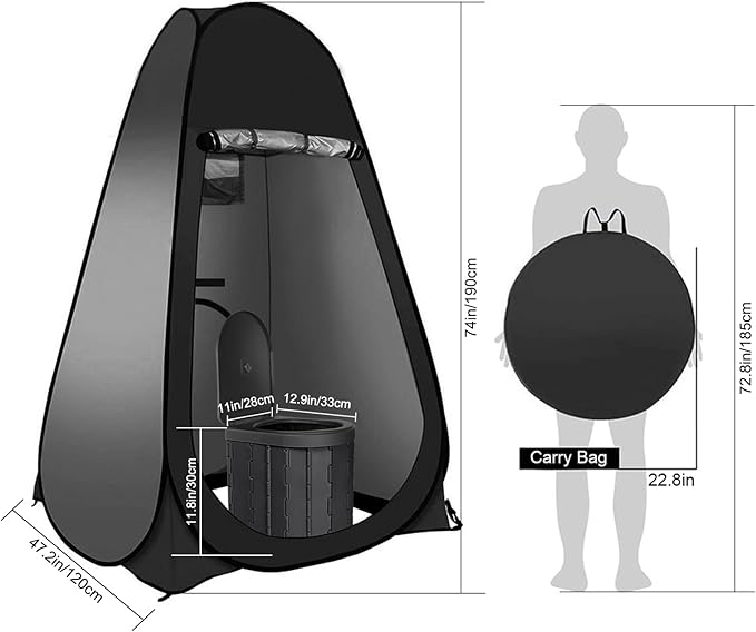 Portable Outdoor Camping Toilet Kit for Adults,Pop Up Privacy Tent, Camping Folding Toilet, 30 Toilet Bags, Washable Foldable for Travel, RV, Car, Beach, Hiking