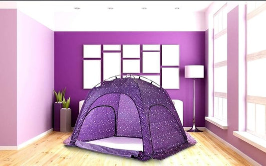 Laylala® Indoor Privacy and Play Tent on Bed Sleep Cozy in Drafty Room，Privacy Tent on Bed for Warm (Starlight,Purple)