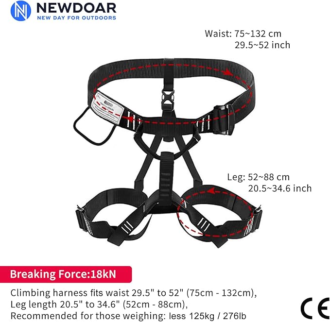 NewDoar Climbing Harness, Mountaineering Rock Climbing Harness, Half Body Harness for Rappelling Fire Rescuing Tree Climbing
