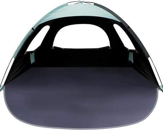 WhiteFang Beach Tent Anti-UV Portable Sun Shade Shelter for 3/4/6/8 Person, Extendable Floor with 3 Ventilating Mesh Windows Plus Carrying Bag, Stakes and Guy Lines
