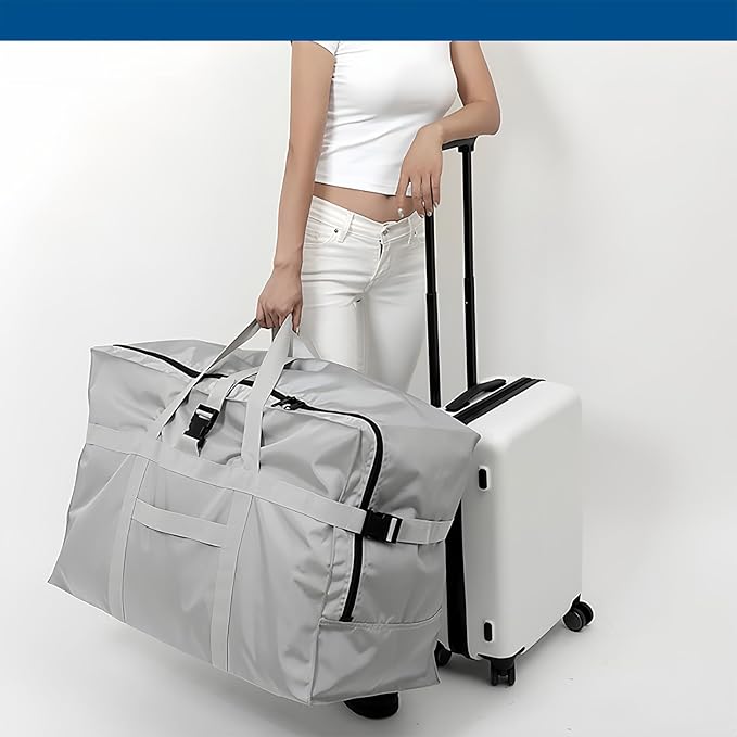 Large Duffel Bag, Waterproof Carry on Weekend Overnight Storage Bag over Luggage for Airline, Travel, Camping, Moving
