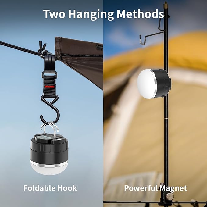 RGB LED Camping Lights Rechargeable - Tent Light with 13 Lighting Modes & Power Bank, IP65 Ultra Waterproof Dustproof Tent Lantern, Portable Tent Lights for Camping Hiking Fishing Emergency Outage