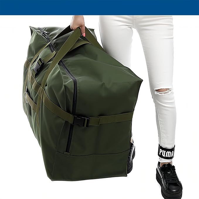 Large Duffel Bag, Waterproof Carry on Weekend Overnight Storage Bag over Luggage for Airline, Travel, Camping, Moving