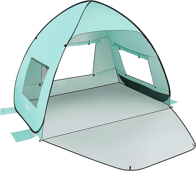 TOBTOS UPF 50+ Pop Up Beach Tent, Easy Set Up Beach Umbrella, Sun Shelter for 2-3 People UV Protection Portable Sunshade, Baby Canopy Cabana, Lightweight with Carry Bag