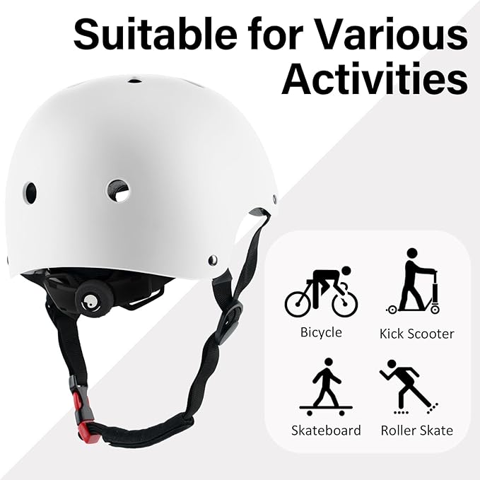 Skateboard Bike Helmet, Lightweight Adjustable, Multi-Sport for Bicycle Skate Scooter, 3 Sizes for Adult Youth & Kids