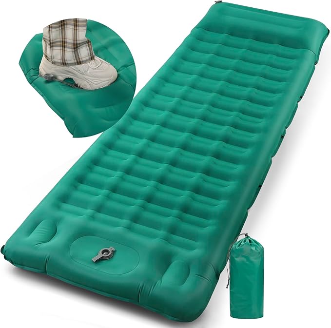 Upgraded 4.7in Thick Inflatable Camping Mattress with Built-in Air Column(Better Support for Weight), 77''X27.5'', Built-in Pump, Inflatable Mattress, Camping Bed, Sleeping Pad for Camping, Hiking