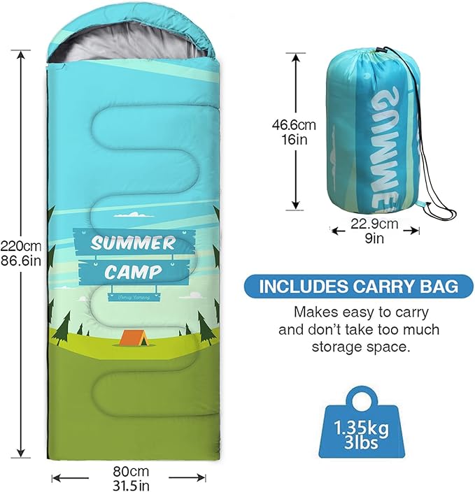 oaskys Camping Sleeping Bag - 3 Season Warm & Cool Weather - Summer Spring Fall Lightweight Waterproof for Adults Kids - Camping Gear Equipment, Traveling, and Outdoors