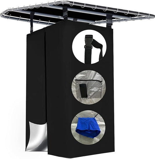 Privacy Curtain Tent for Boats, 420D Changing Room & Shower Awning for Pontoon, Waterproof Portable Shower Awning Under Bimini Top with Built in Mesh Bag 30" L x 27" W x 72" H