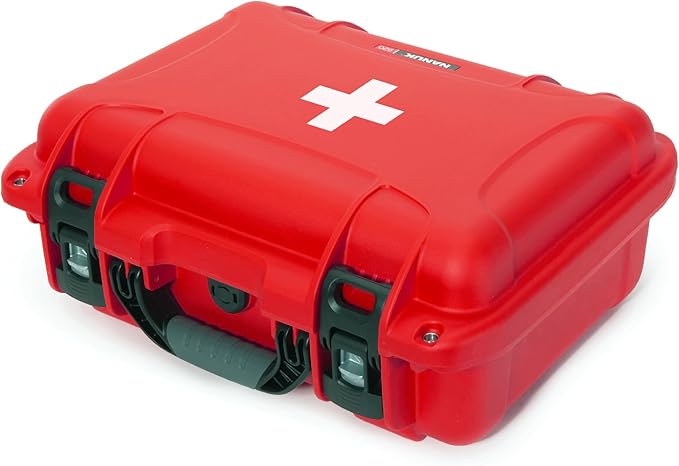 NANUK 920 Waterproof First Aid Box Empty – Durable, Medical First Aid Organizer Case, IP67-Rated, Dustproof, Impact-Resistant, and Floats (7.4" x 4.9" x 3.1") – Red