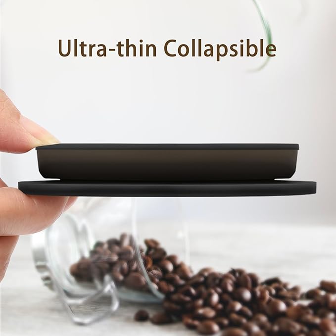 Paperless Collapsible Pour Over Coffee Dripper - Reusable Silicone Coffee Filter Pour Over for Travel and Camping - Single Cup Drip Coffee Maker Pour Over with Metal Mesh Coffee Filter (Black)