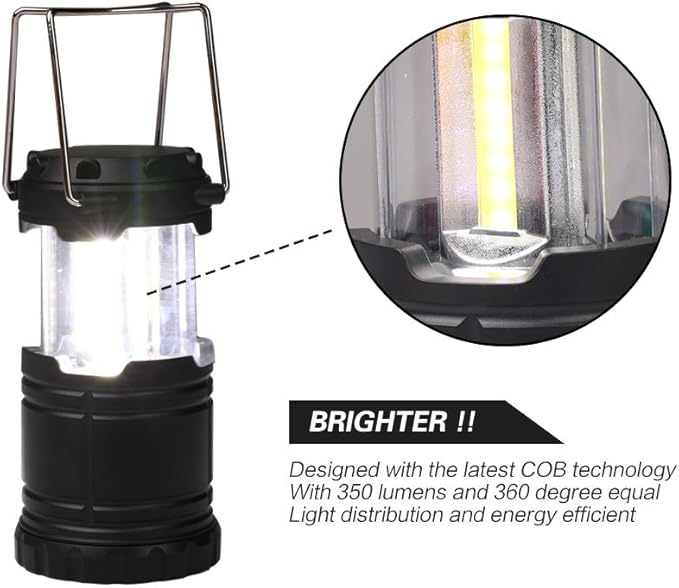 LED Lantern Mini 4 Pack, Camping Lanterns with 12 AAA Battery Operated/Portable & Collapsible, LED Camping Lantern for Kids/Hurricane/Camping/Emergency/Power Outage