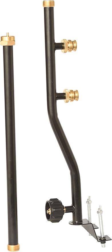 Flame King FK-DP2PC 3 Outlet Adapter 20 to 1LB Propane Distribution Post Pole Tree Stem Stand for Stove, Lanterns, and Camping, Black