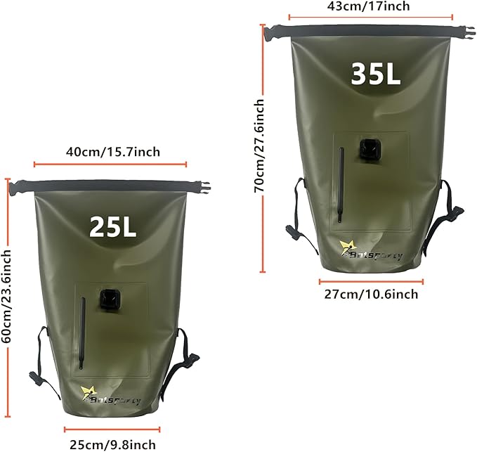 Waterproof Dry Bag Backpack - Lightweight Hiking Pack with Zippered Pocket for Camping, Kayaking, Travel, Hiking, Fishing, Outdoor Enthusiasts（25L）