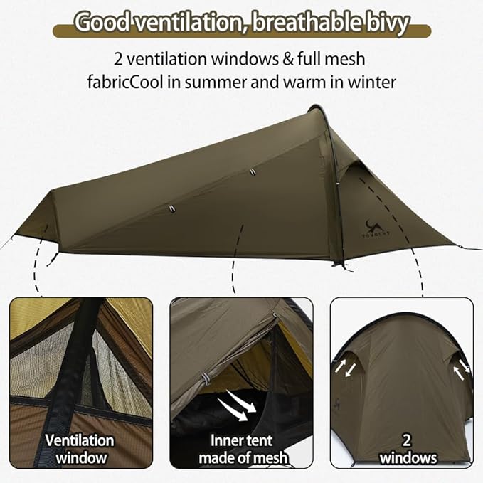 MC TOMOUNT Bivy Tent Ultralight 2.42LBS 1 Person Backpacking Tent for Camping Hiking