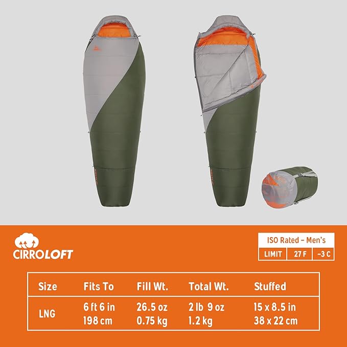 Kelty Cosmic Synthetic Fill 40 Degree Backpacking Sleeping Bag with Compression Straps, Compact and Lightweight, 2022