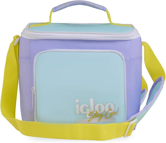Igloo Retro 90s Lunch Coolers, Insulated Lunch Bag, Square Lunch Box Cooler with Front Pocket & Adjustable Strap