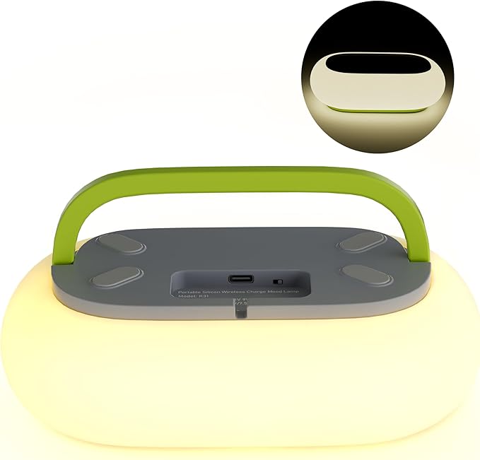 Camping Night Light with 15W Wireless Charging Camping Lamp 5 Light Modes Light for Tent Mini Tent Light for Camping Hurricane Power Outages Hiking Home