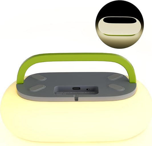 Camping Night Light with 15W Wireless Charging Camping Lamp 5 Light Modes Light for Tent Mini Tent Light for Camping Hurricane Power Outages Hiking Home