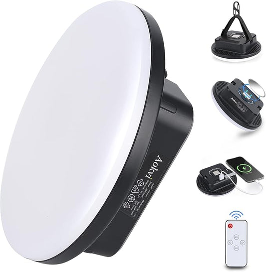 10000 mAh Portable LED Camping Light Rechargeable,3 Light Colors & 1500LM Stepless Dimming Tent Light, IPX65 Waterproof, Magnetic Base for Hurricane Emergencies, Outdoor, Hiking, Home (Telecontrol)