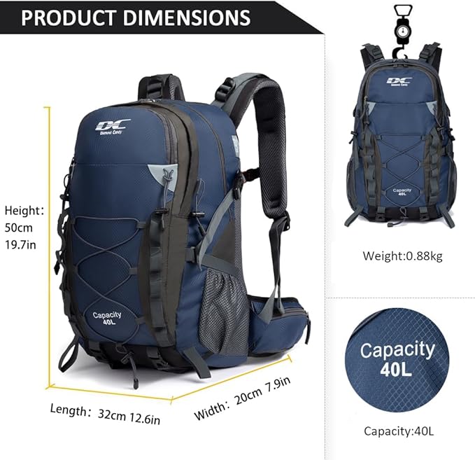 Diamond Candy Waterproof Hiking Backpack for Men and Women, Lightweight Day Pack for Travel Camping