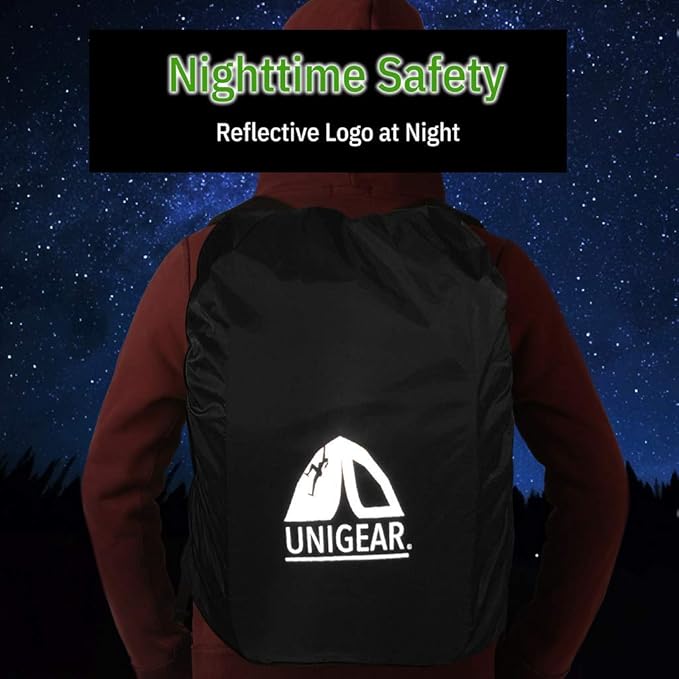 Unigear Backpack Rain Cover Waterproof Rating 5000mm, Ultraportable and Durable with 2 Anti-Slip Buckle Strap, Integrated Carry Pouch Design