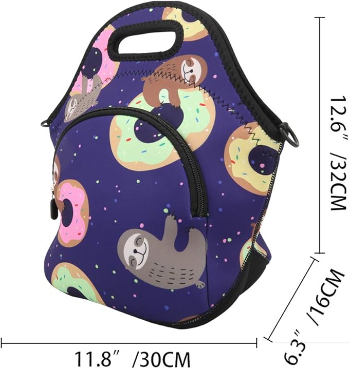 Violet Mist Neoprene Lunch Bag Reusable Insulated Box with Adjustable Shoulder Strap for Men and Women