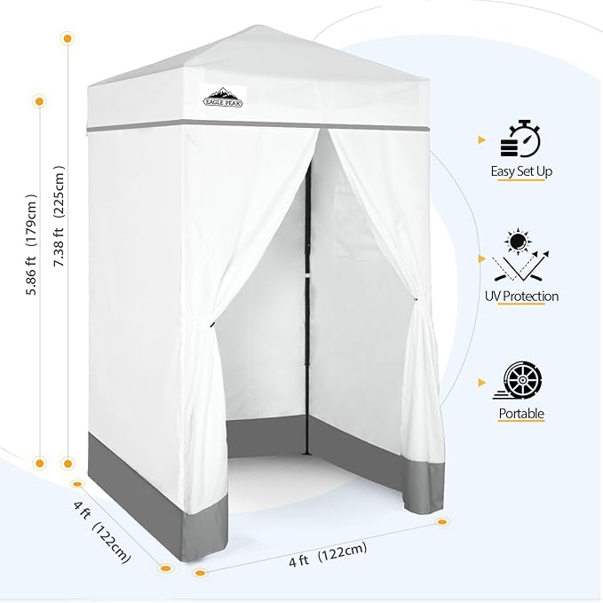 EAGLE PEAK Flex Ultra Compact 4x4 Pop-up Canopy, Sun Shelter, Changing Room, Portable Privacy Canopy Cabana for Pool, Fashion Photoshoots, or Camping, 4x4 ft, White
