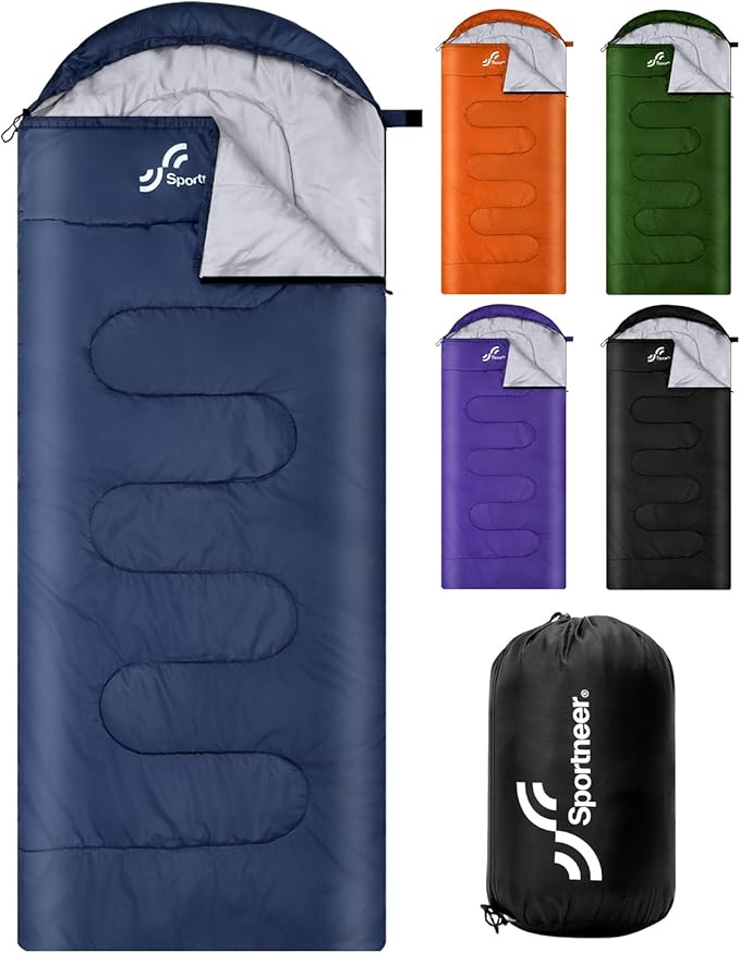 Sportneer Sleeping Bags for Adults, Warm & Cold Weather Sleeping Bag for Adults Kids Boys Girls - Lightweight Compact Camping Gear Equipment, Traveling, Backpacking, Hiking