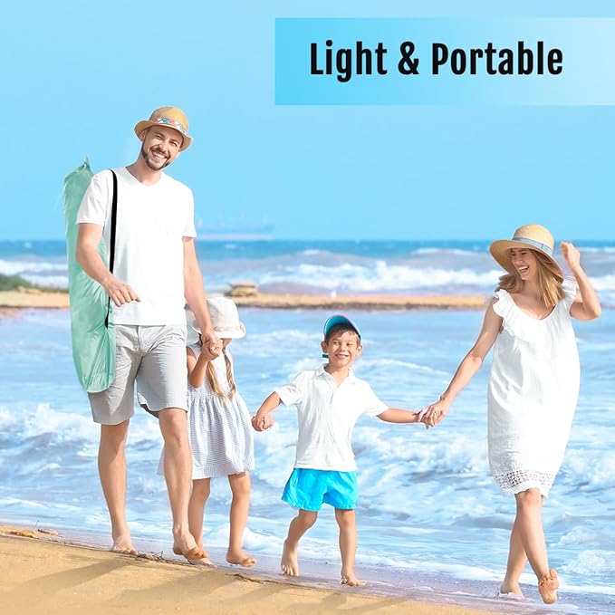 WhiteFang Deluxe Pop Up Beach Tent Sun Shade Shelter for 3-4/5-6 Person, UV Protection, Extendable Floor with 3 Ventilating Windows Plus Carrying Bag, Stakes, and Guy Lines