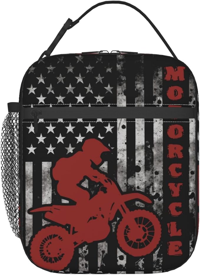 Motorcycle Lunch Bag Insulated Reusable Lunch Box Thermal Cooler Tote For Men Women Work Travel Picnic Hiking