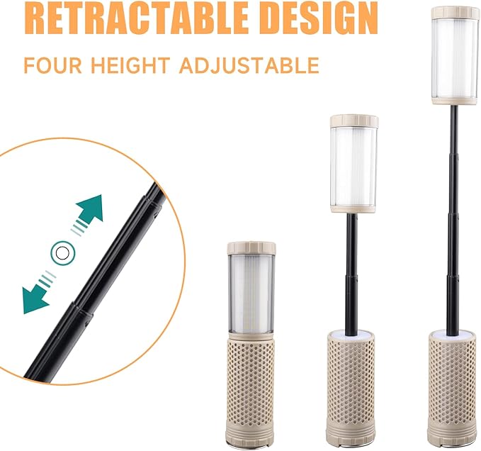 Outdoor Magnetic Rechargeable Camping Light, Retractable Camping Light, Portable Tent Light, Suitable for Hiking, Fishing, Travel, Emergency, Outdoor Adventure