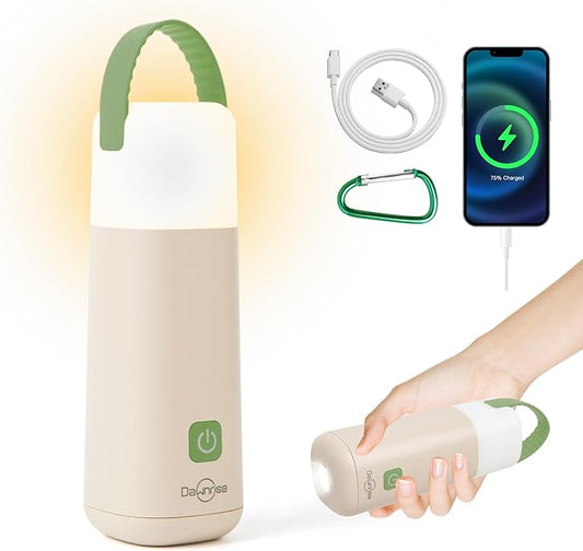 Dawnrise LED Camping Lantern, Up to 350 Hours Rechargeable Camping Light, 4 Modes Outdoor Flashlight Lantern with Red Light, Water Resistant Portable Tent Light for Emergency,Hiking,Hurricane (Green)