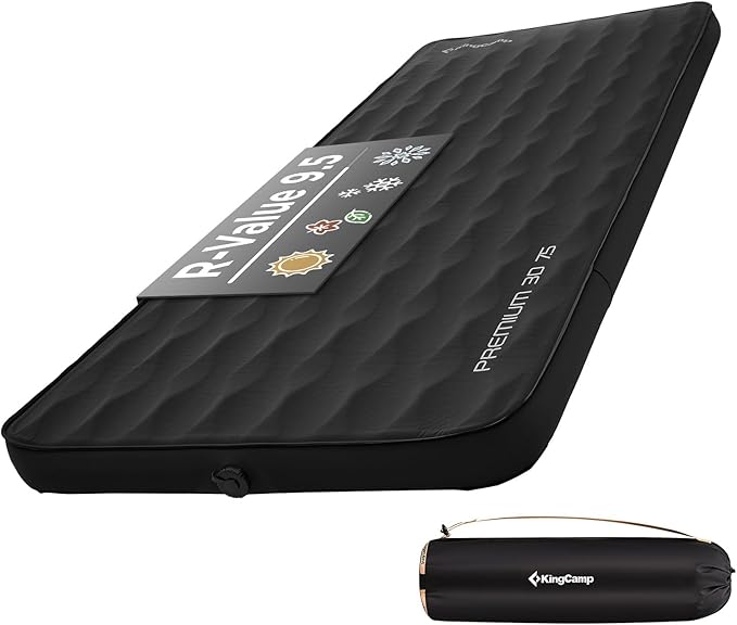 KingCamp Self Inflating Sleeping Pad for Camping Ultra Thick Double Single Foam Mattress High R Value Camping Air Pad Mat, Multi Colors & Sizes