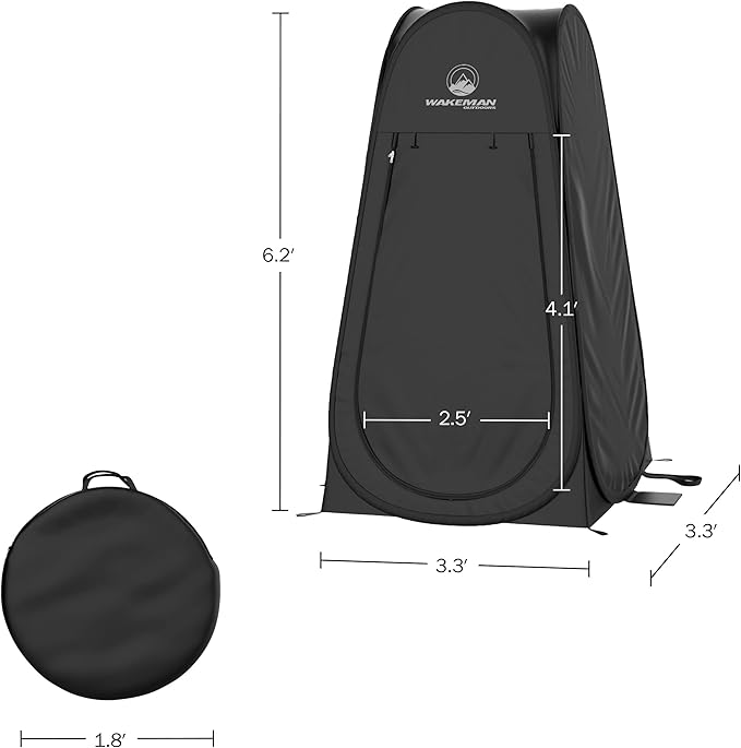 Pop Up Pod - Privacy Shower Tent, Dressing Room, or Portable Toilet Stall with Carry Bag for Camping, Beach, or Tailgate by Wakeman Outdoors