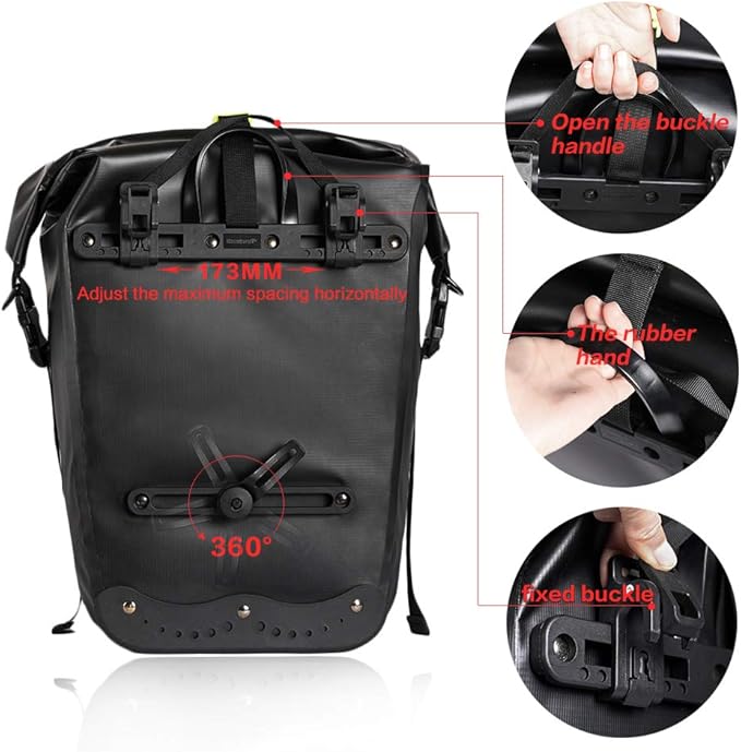 Rhinowalk Bike Bag Waterproof Bike Pannier Bag,(for Bicycle Cargo Rack Saddle Bag Shoulder Bag Laptop Pannier Rack Bicycle Bag Professional Cycling Accessories)