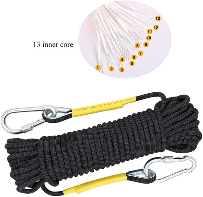 X XBEN Outdoor Climbing Rope 10M(32ft) 20M(64ft) 30M(96ft) 50M(160ft) 70M(230ft) 152M(500FT) 352M(1000FT) Static Rock Climbing Rope for Escape Rope Ice Climbing Equipment Fire Rescue Parachute
