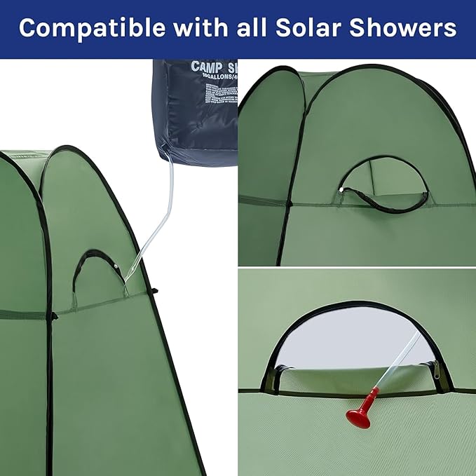 WolfWise Portable Pop Up Privacy Shower Tent, Spacious Changing Room, Dressing Room, Sun Sunshade Canopy Outdoor Rain Shelter, Backpack Privacy Shelters for Camping, Hiking, Beach, Toilet, Green