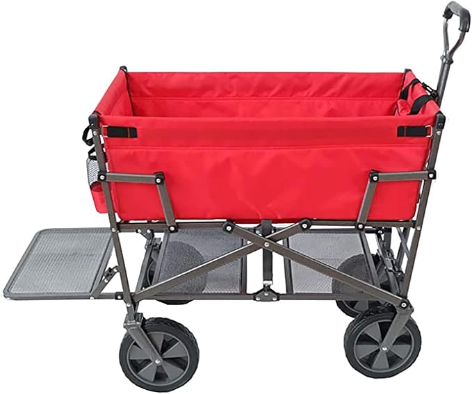 Mac Sports Double Decker Wagon: Red - Collapsible Outdoor Utility Garden Cart, 150 Lb Capacity, 32.5 x 17.5 x 10.5