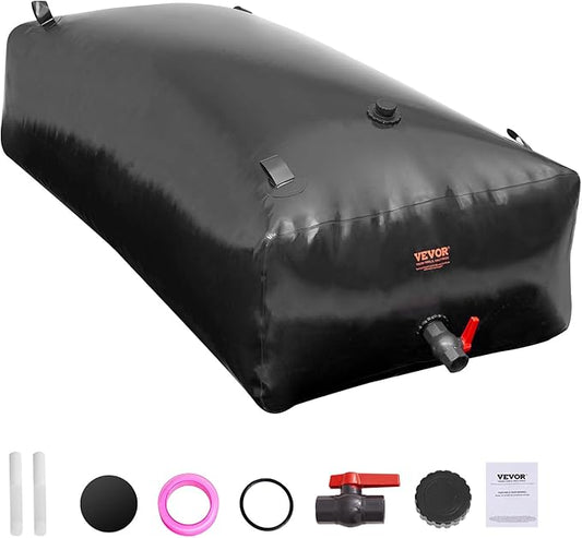 VEVOR 1000L/264 Gallon Water Storage Bladder, RV Water Tank, 1000D PVC Collapsible Water Storage Containers, Large Capacity Soft Water Bag, Portable Water Bladder,Camping,Emergency Water Supply
