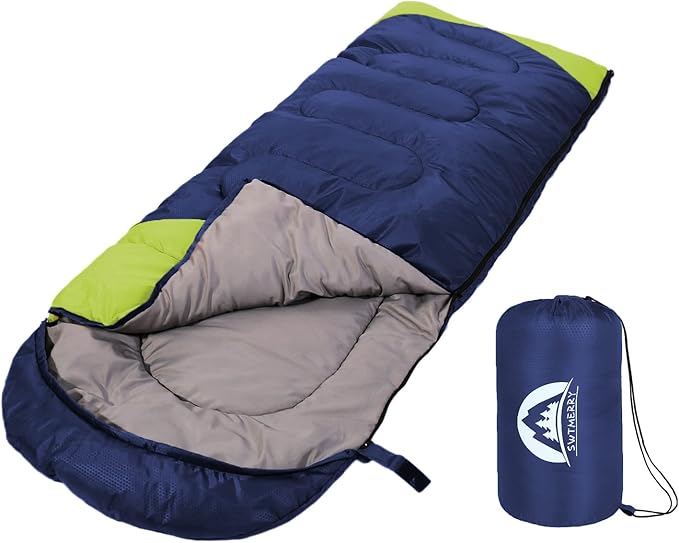 SWTMERRY Sleeping Bag 3 Seasons (Summer, Spring, Fall) Warm & Cool Weather - Lightweight,Waterproof Indoor & Outdoor Use for Kids, Teens & Adults for Hiking and Camping