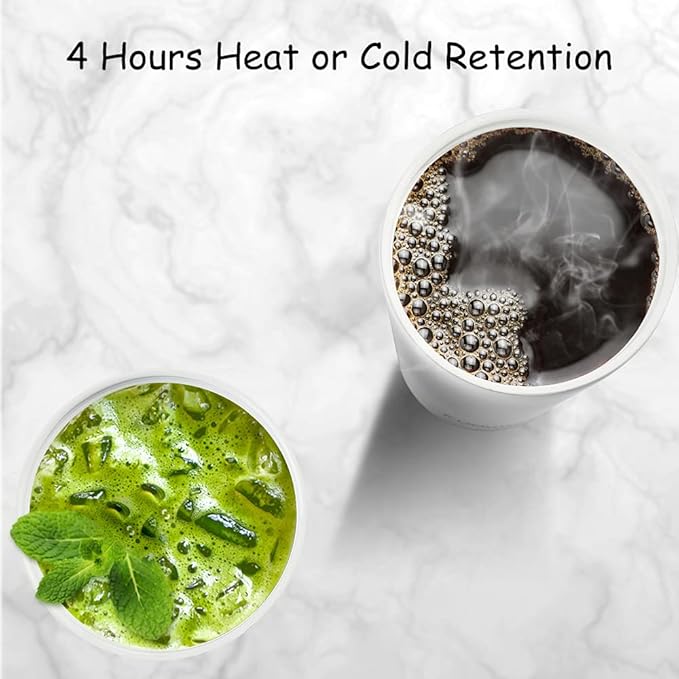 Funkrin Insulated Coffee Mug with Ceramic Coating, 16oz Iced Coffee Tumbler Cup with Flip Lid and Handle, Double Wall Vacuum Leak-Proof Travel Mug for Office School Party Camping