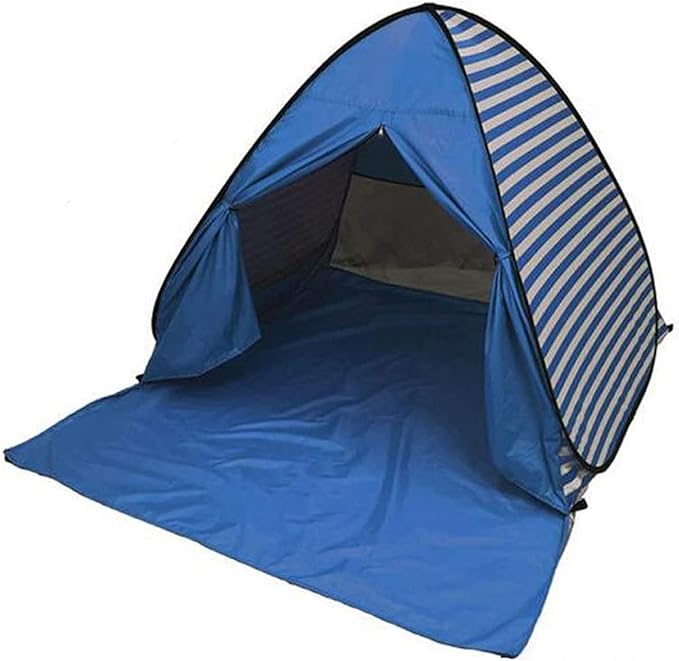 YBK Tech New Stripe Style Automatic Pop Up Beach Tent UV Protection Instant Portable Quick Cabana Sun Shelter for 2-3 Persons (Dark Blue)