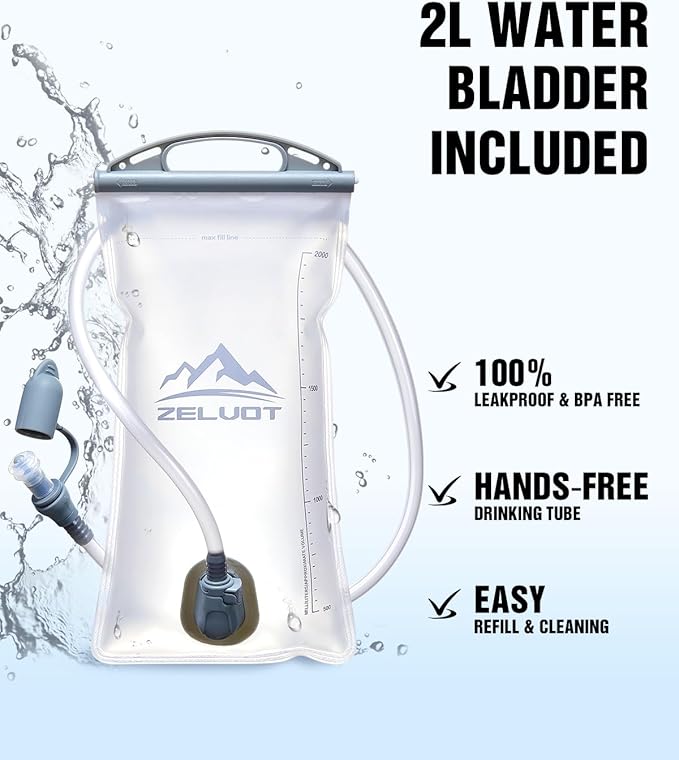 Running Vest with 2L Water Bladder, USA Original Patent, Lightweight Adjustable Chest Pack with Gear Holder, Reflective Running Hydration Vest for Women Men for Marathon, Hiking