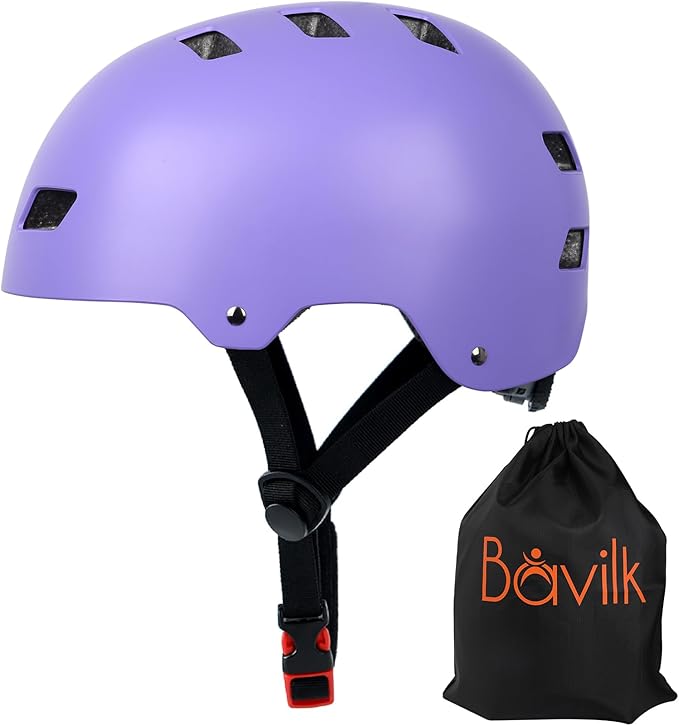 Bike Helmet 3 Sizes for Teenager Kids Youth Adults,Bavilk Skateboard Helmet Adjustable Multi-Sport Bicycle Cycling Scooter Roller Skate Inline Skating Rollerblading for Girls Boys Women Men Teen
