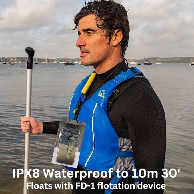 Aquapac Waterproof Phone Case, Medium, Grey, Lanyard, iPhone and Android, Made in The UK, Hiking, Mountain Biking, Running Accessory, Travel Essential, 5 Year Warranty. IPX8 Certified to 30 ft deep.
