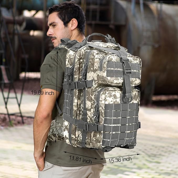EMDMAK Military Tactical Backpack, 42L Large Military Pack Army 3 Day Assault Pack Molle Bag Rucksack
