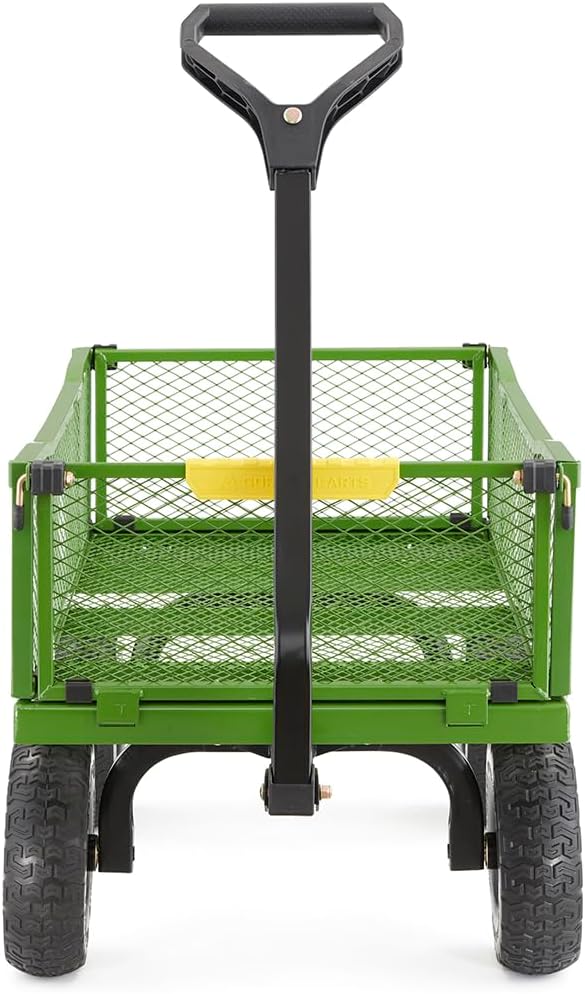 Gorilla Carts Steel Utility Garden Cart with No-Flat Tires, 4 Cubic Feet, 800-Pound Capacity, Green, Amazon Exclusive