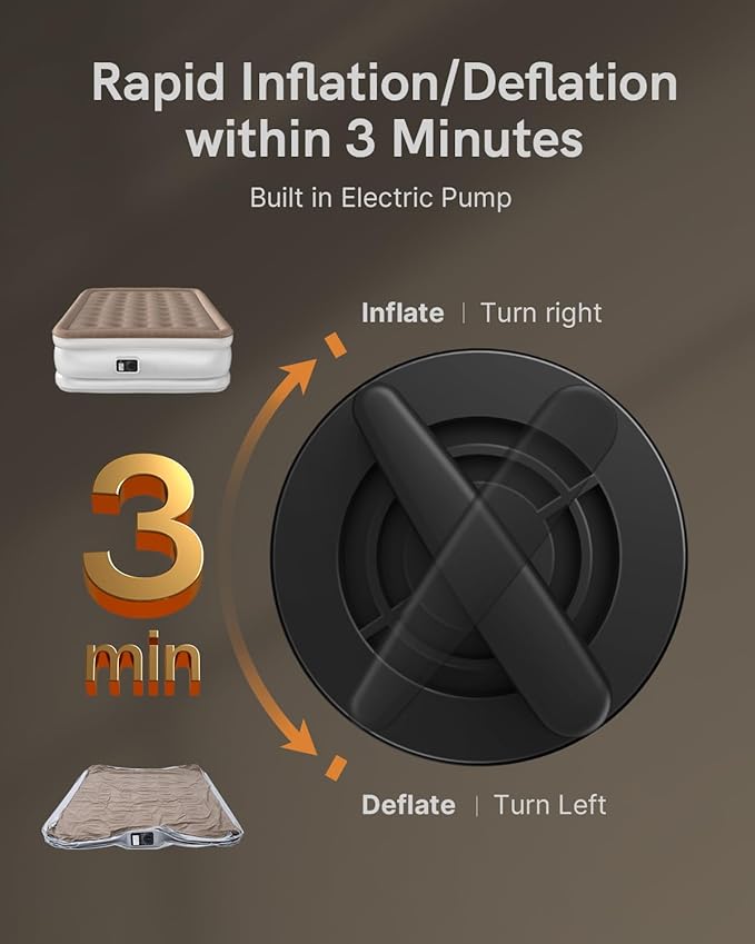 Air Mattress Queen with Built in Pump, Blow up Mattress, Upgraded Inflatable Mattress for Camping, Home and Temporary Guest Bed, Comfort and Portable Air Bed Queen Size, colchon inflable