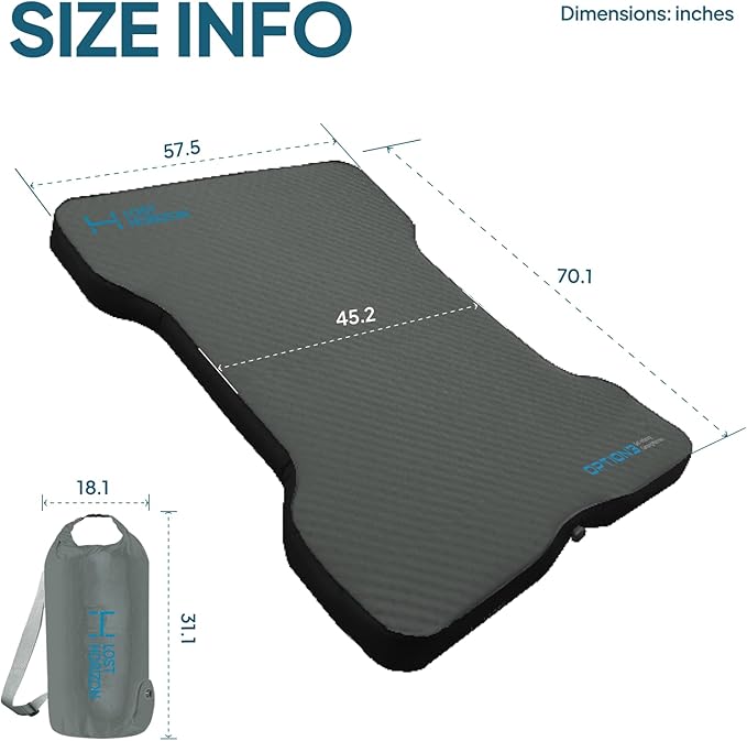 LOSTHORIZON Truck Bed Camping Air Mattress with Foam, Self Inflating Sleeping Pad for Full Size 6-6.5FT with Pump Sack, 4.5" Thick