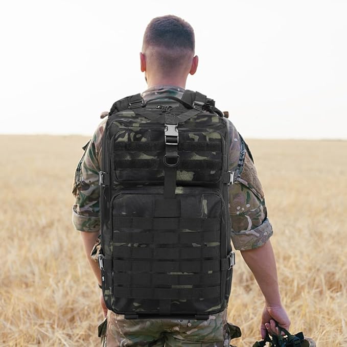 EMDMAK Military Tactical Backpack, 42L Large Military Pack Army 3 Day Assault Pack Molle Bag Rucksack